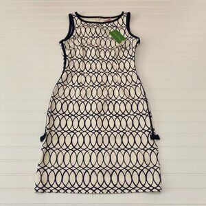 NWT Lilly Pulitzer White & Navy Blue Midi Dress Womens XS